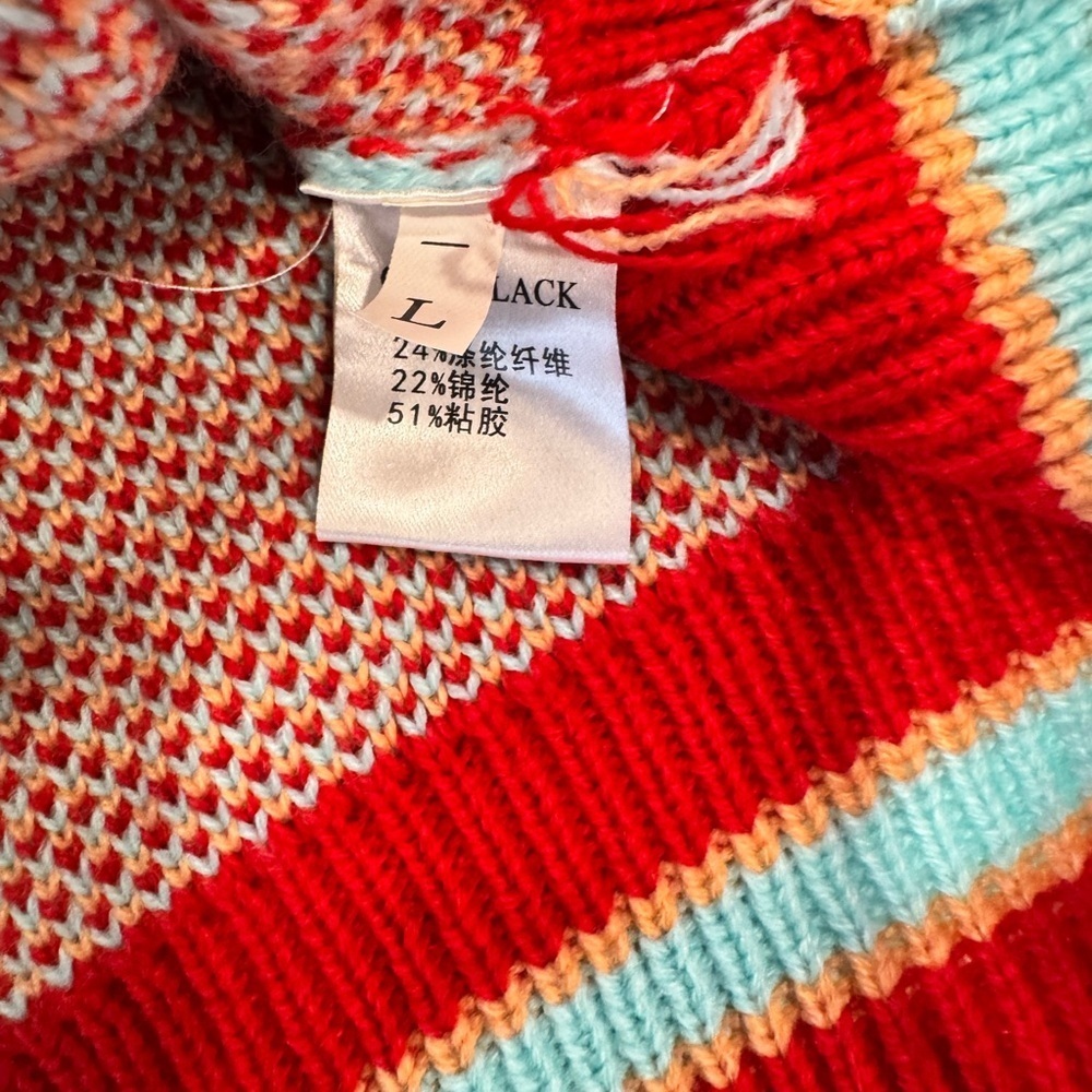 Striped Knit Sweater with Red and Blue - Picture 3 of 7